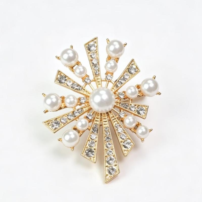 Exquisite Diamond Pearl Brooches For Women Girls Banquet Weddings Pins Versatile Shiny Corsage Clothing Accessories Gifts