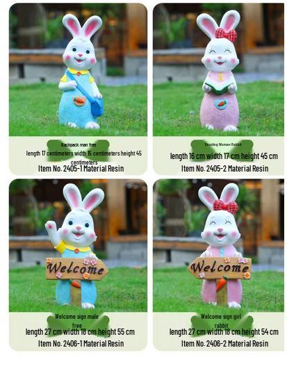 Outdoor Cartoon Rabbit Garden Decoration - Animal Flower Pot Sculpture for Kindergartens and Courtyards