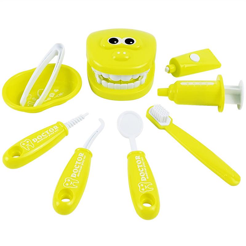 Non-Toxic 9Pcs Kids Pretend Play Toy Simulation Dentist Check Teeth Model Set Medical Kit Role Play Learing Educational Toys For Children