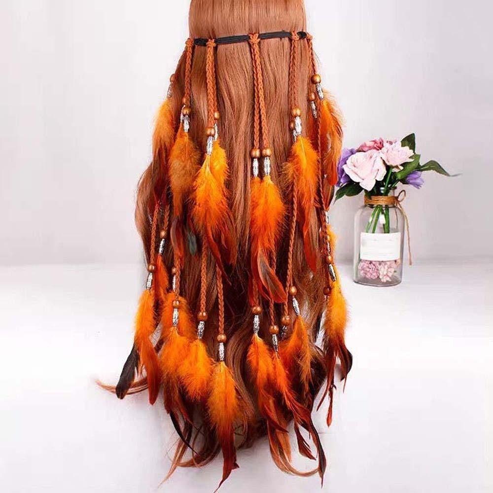 Vibrant Orange Plumage Tribal Hair Extension Feather Hair Accessories Summer Music Festivals оранжевый