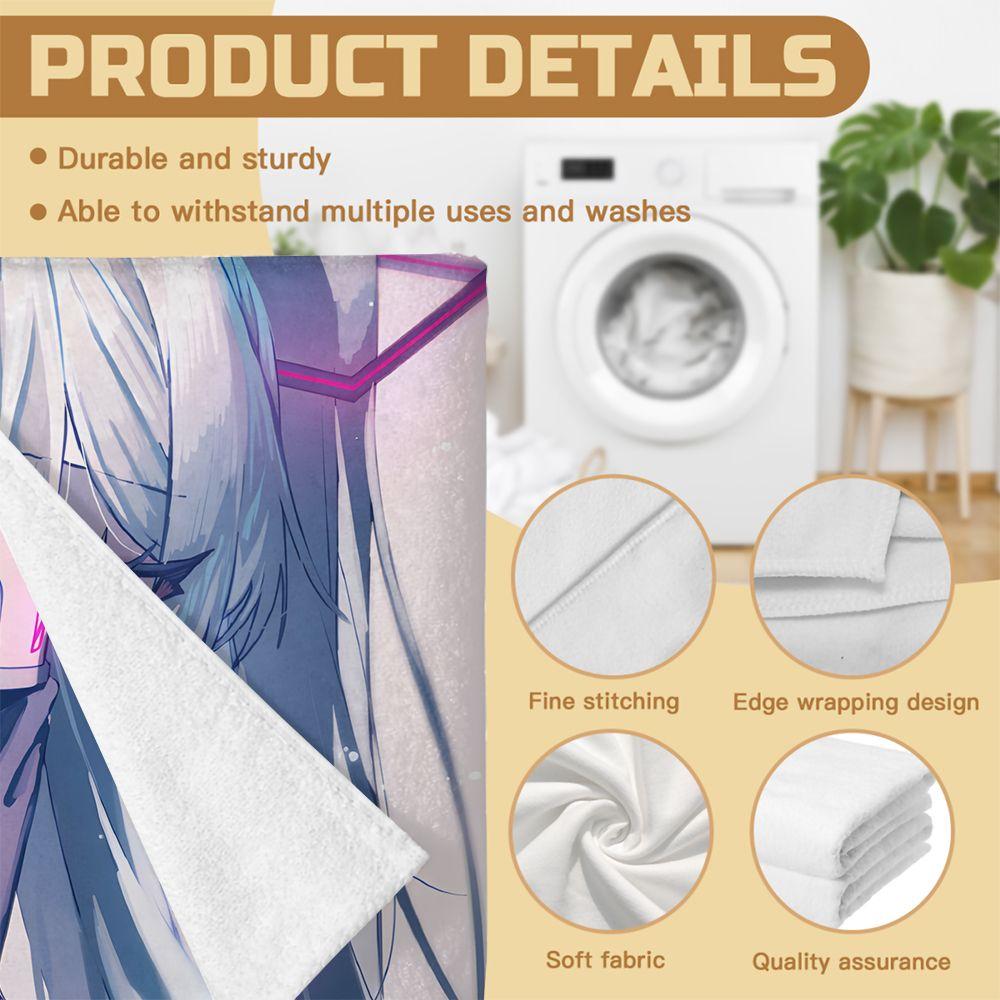 Hatsune Miku Digital Print Soft Beach Towel Large Quick Dry For Pool Swim Camping Outdoor Travel Gift