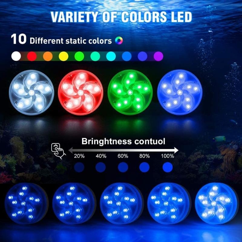 Wireless Color Altering Underwater Light With 10 Fixed pitches And 3 Adjustable Effects For Pool Lighting