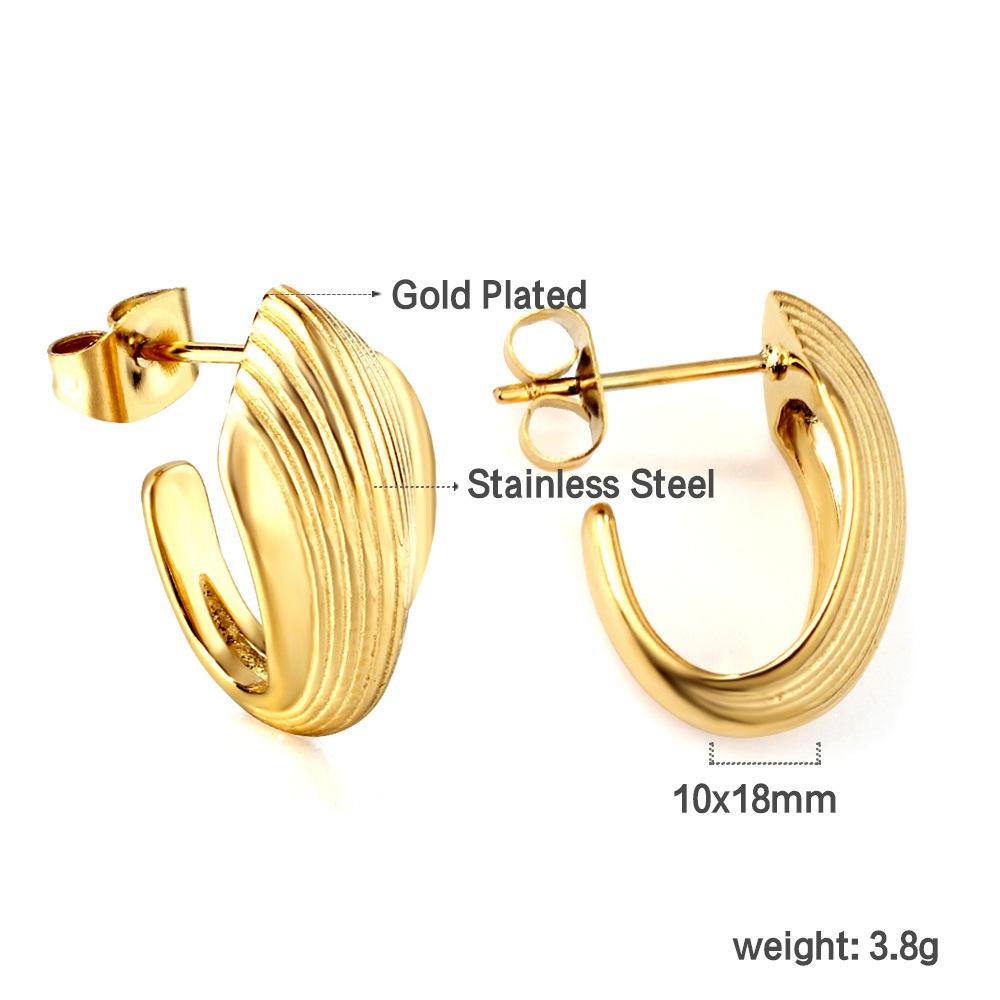 Gold Open Link Chain Hoop Earrings Minimalist Small Loop Ear Studs For Women