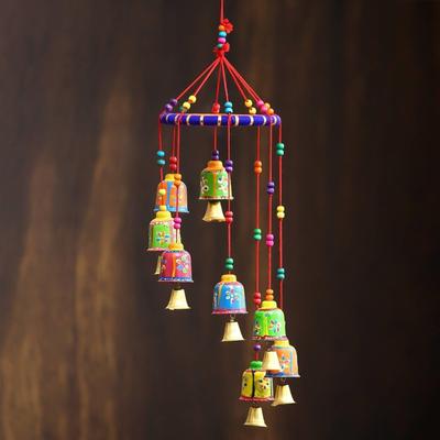 Campanelle Decorative da Appendere a Muro/Porta/Finestra Fatte a Mano - 49 cm  (Ottone, Cartapesta, Multicolore)