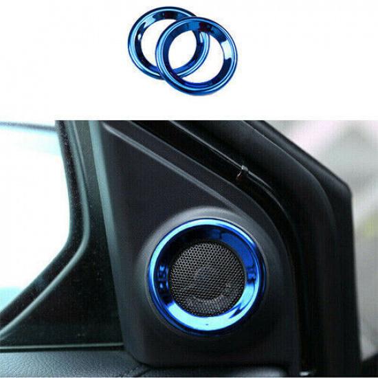 2PCS Blue Titanium A Pillar Speaker Frame Ring Trim For Honda CRV CR-V 2017-