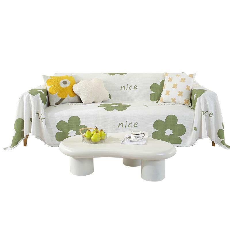 Sofa Cover for All Seasons, Printed Waffle Cushion, Non-slip All-in-one All-inclusive Sofa Cover Cover