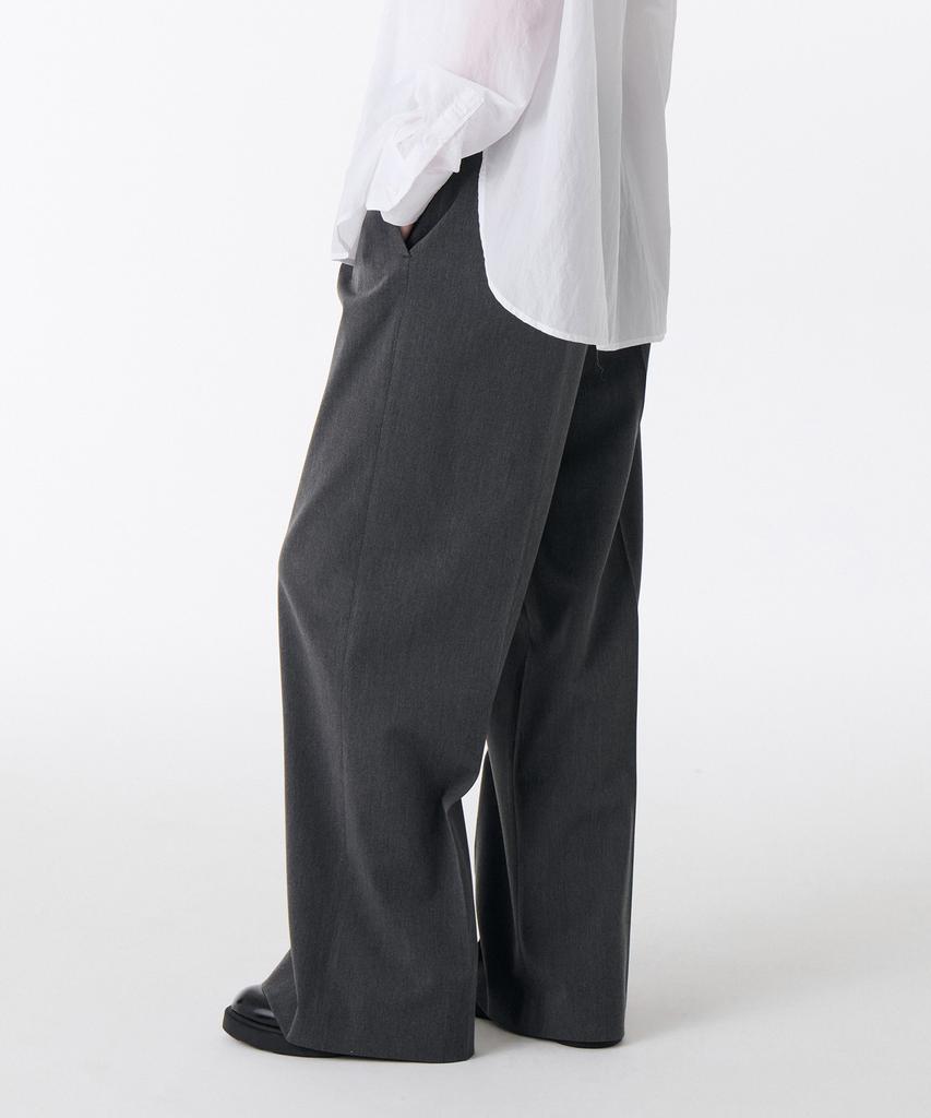 MUSINSA STANDARD WOMAN Women'S Low Waist Deep Tuck Extra Wide Hidden Banding Slacks [Medium Grey]