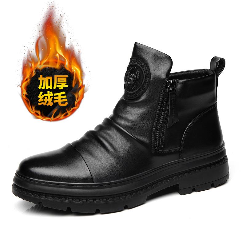 

Martin boots men s 2025 autumn and winter new Northeast large cotton shoes men s warm and velvet platform leather shoes high-top boots men 44