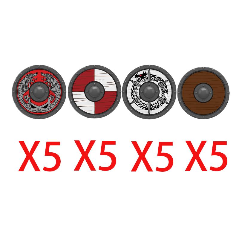 MOC Mittelalterliche Bausteine Charakter Ritter Krieger Zubehörset Helm Schulterrüstung Schild Bogen Pfeil Stein Geschenk Spielzeug X022