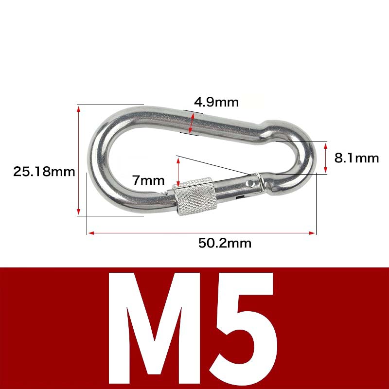 1-2pcs 304 Stainless Steel Spring Snap Multifunctional Carabiner Quick Link Lock Hook With Screw Nut M4 M5 M6 M7 M8 M9 M10