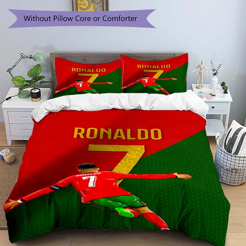 Ronaldo's Iconic Number Seven Bedding Set, Breathable Duvet Cover with Pillowcases, Soft Bed Linen for Bedroom Home Decoration, Perfect Festival Birth