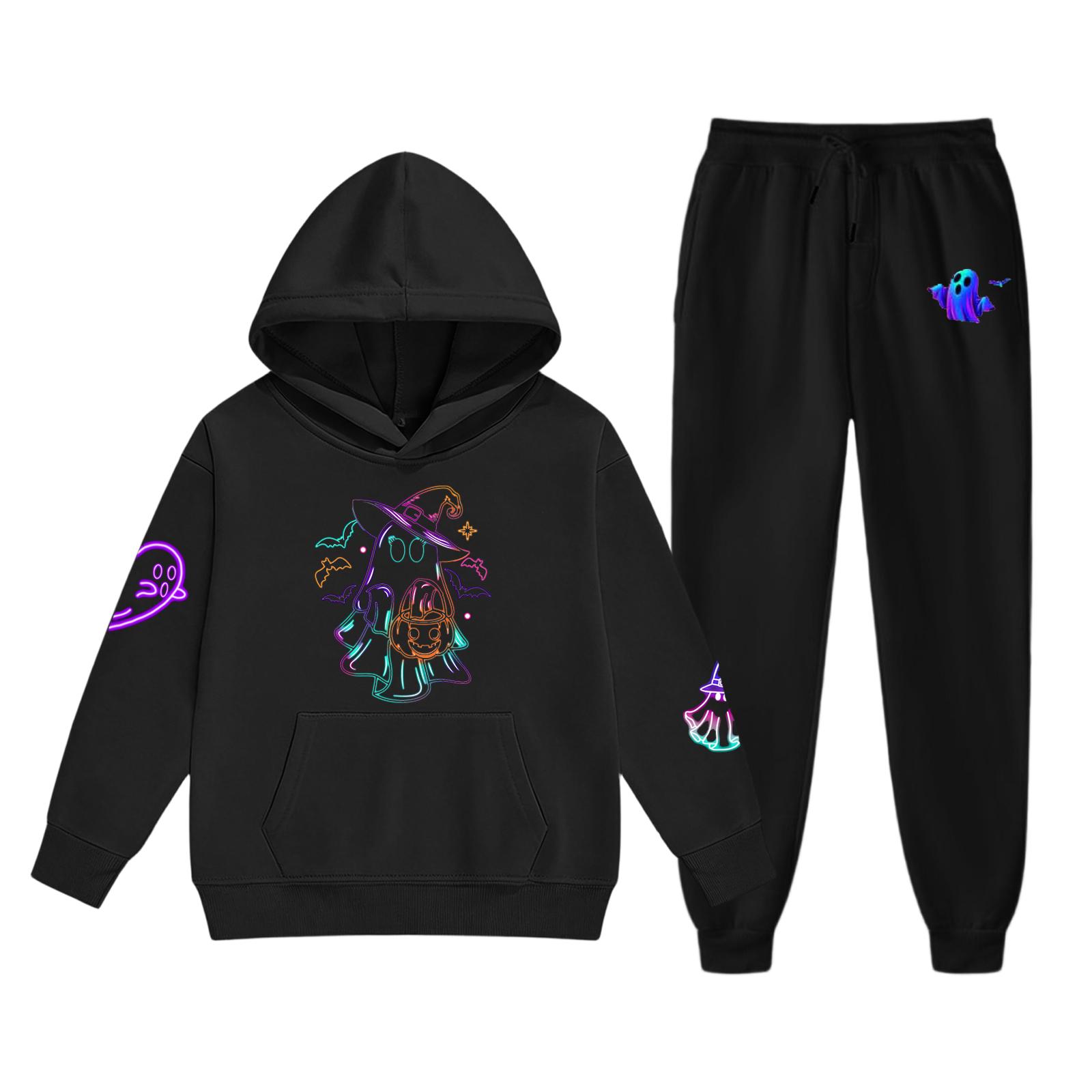 Kids Halloween Print Sweatshirt and Pants Set for Boys Girls Costume Outfit 100