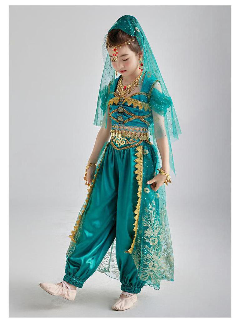 Yong Dajia Yi Girls Jasmine Princess Anime Costume - Women's Belly Dance Halloween Outfit Set