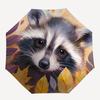 1pc Autumn Leaves Raccoon Art Print, Perfect for Outdoor Umbrellas, Festive Gifts, and Daily Use!R083