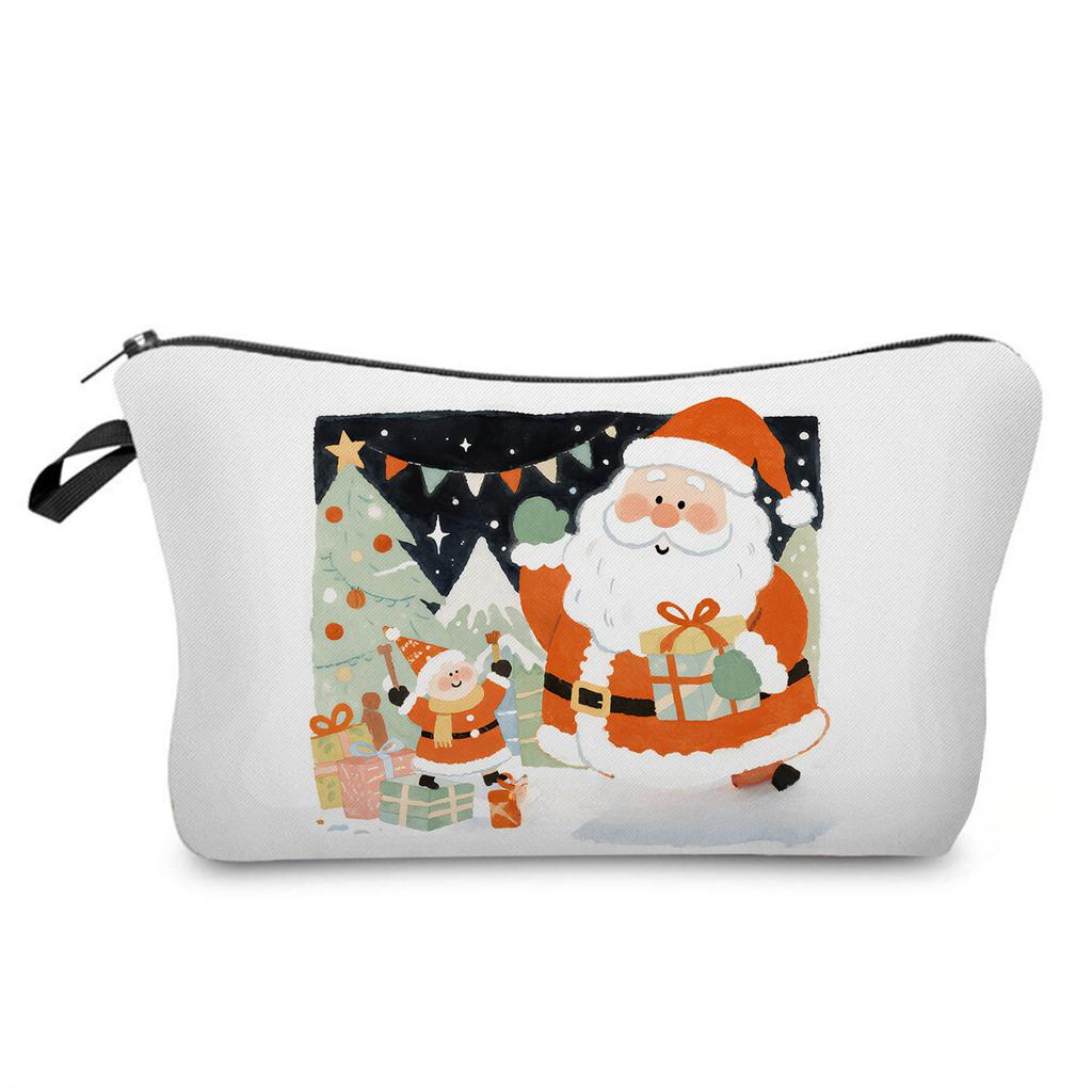 Women Santa Claus Print Cosmetic Bag Toiletries Organize Travel Storage Case 6866 KTB