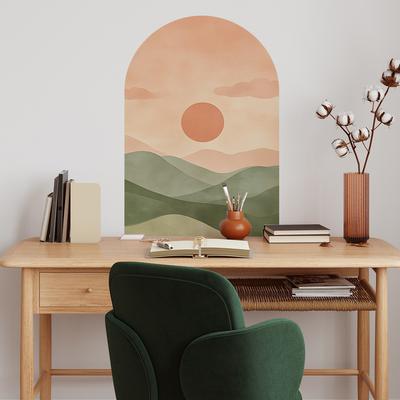 4 Stück Kreativer Sonnenuntergang Berge Bogen Schlafzimmer Wohnzimmer Zuhause Wandhintergrund Verschönerung Dekoration Wandaufkleber