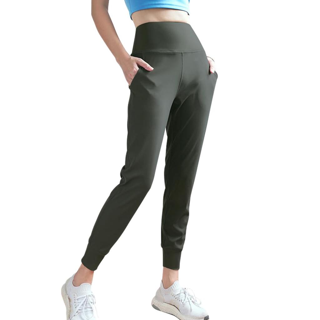 DAYCLOSET Yoga Moss Size M Women's Pants, High-Waisted, Stretchy, Medium-Weight, Green, Yoga196,