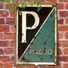 2D Flat - Vintage Piaconcino Metal Sign Plaque 8x12 Inch | Rustic Iron Wall Decor with P and Letter P Design | Ideal for Bedroom