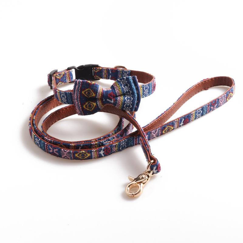Style Vibrant Ethnic Pet Collar Double Layer Butterfly Shaped Pattern Design