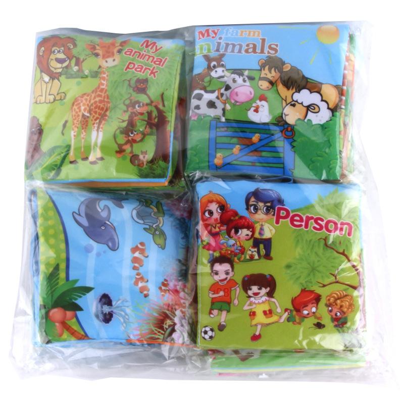 Baby Cognitive Cloth Book Educational Early Education Can'T Tear English Forest Marine Animal Palm Book Bb Device A Set Of 6