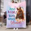 1pc Contemporary Animal Theme Throw Blanket Digital Print Horse And Floral Design Soft Flannel Fabric for All Seasons Cozy Horse L