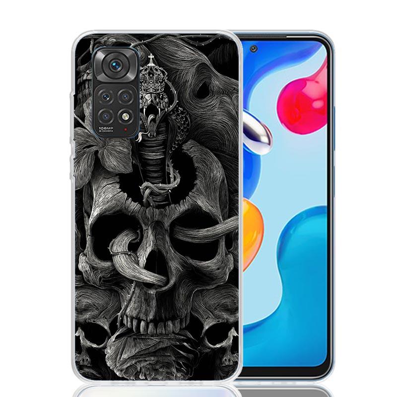 Dark Demon Black Skeleton Case Phone Cover for Xiaomi Redmi Note 14 13 12S 12 11S 11 11T 11E 10S 10 Pro Plus 5G Trend Fundas Not