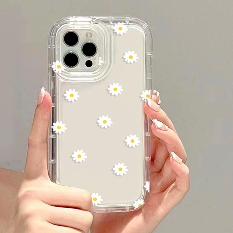 Silicone Transparent Phone Case For iPhone 11 16 13 15 Pro Max 14 12 XS X XR 7 8 Plus SE 16promax Shockproof Flower Funda Cover