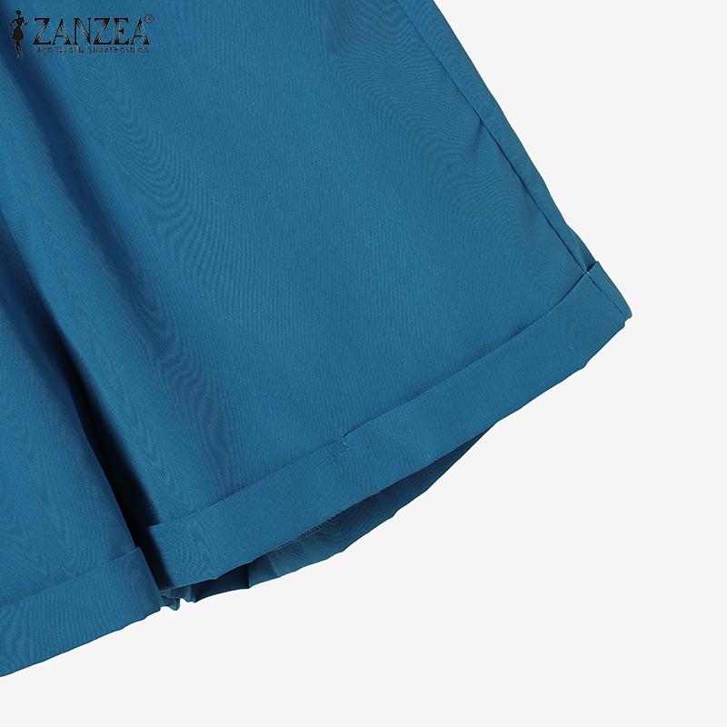 ZANZEA Women Short Sleeve Print Blouse and Shorts Summer Two Piece Suit Sets