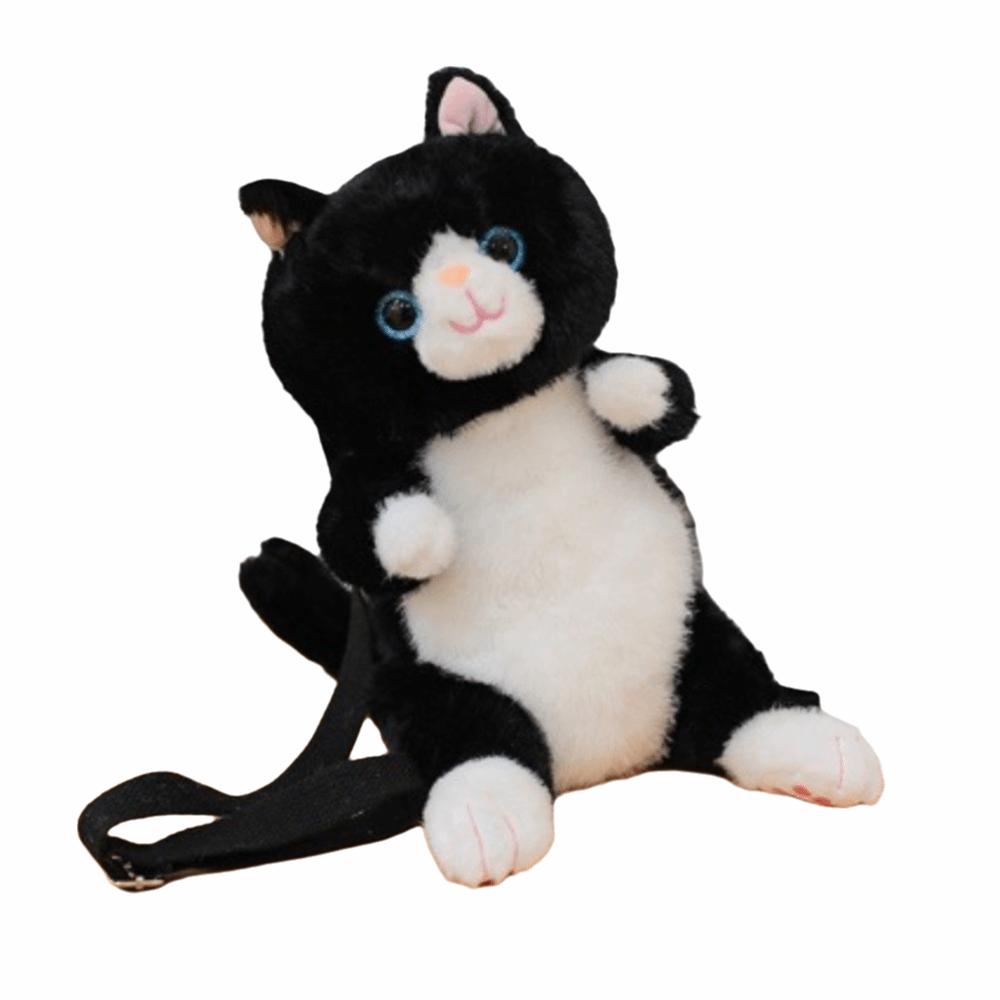 

Soft Stuffed Animal Daypack Lovable Simulation Cat Bag Cute Cat Plush Backpack Daily чорний