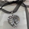 Heart Necklace Black Rope Necklace Punk Collar For Girl Streetwear Chocker