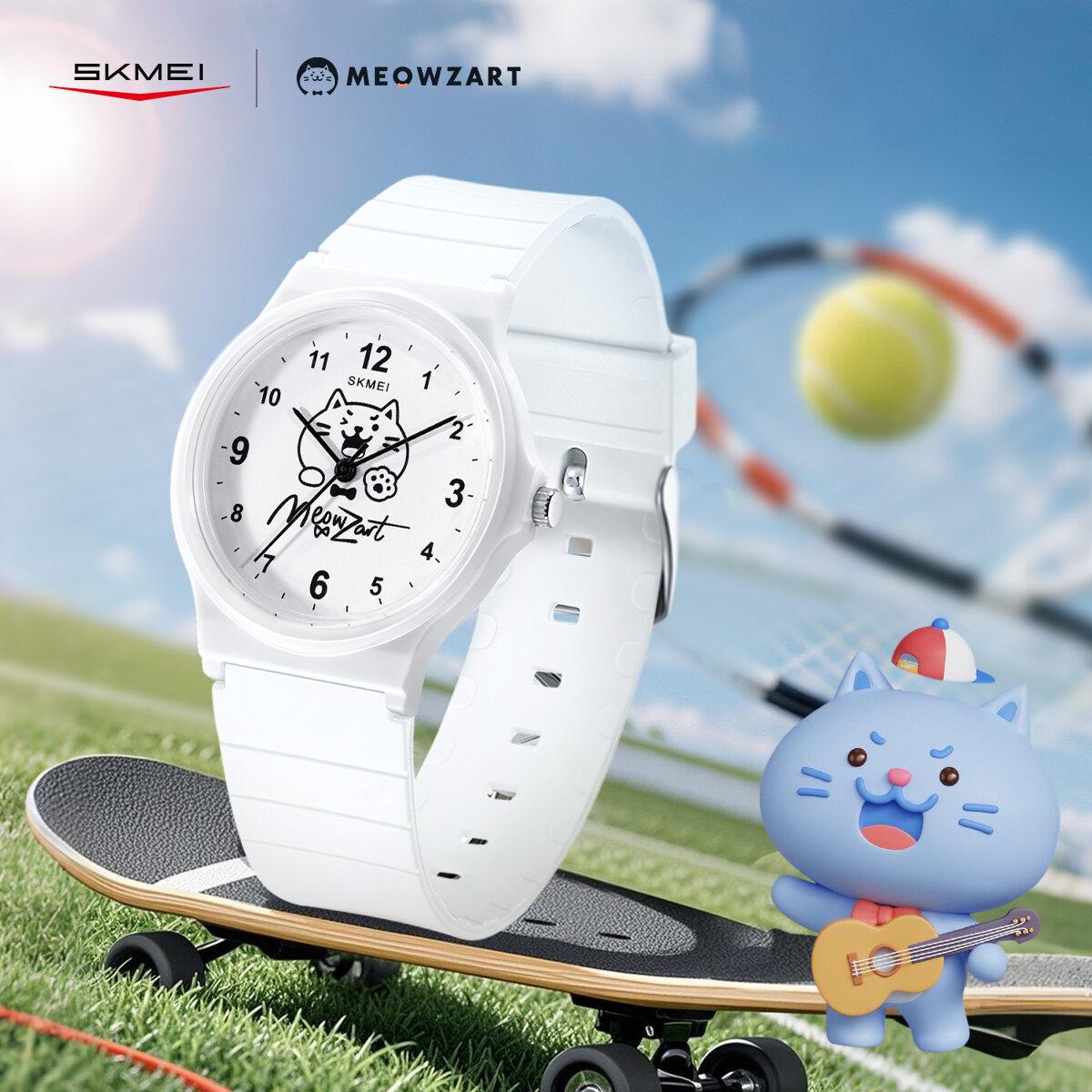 

SKMEI X MEOWZART co-branded opening season student sports watch TPU strap quartz movement fashionable cute campus style exam watch 7801 белый