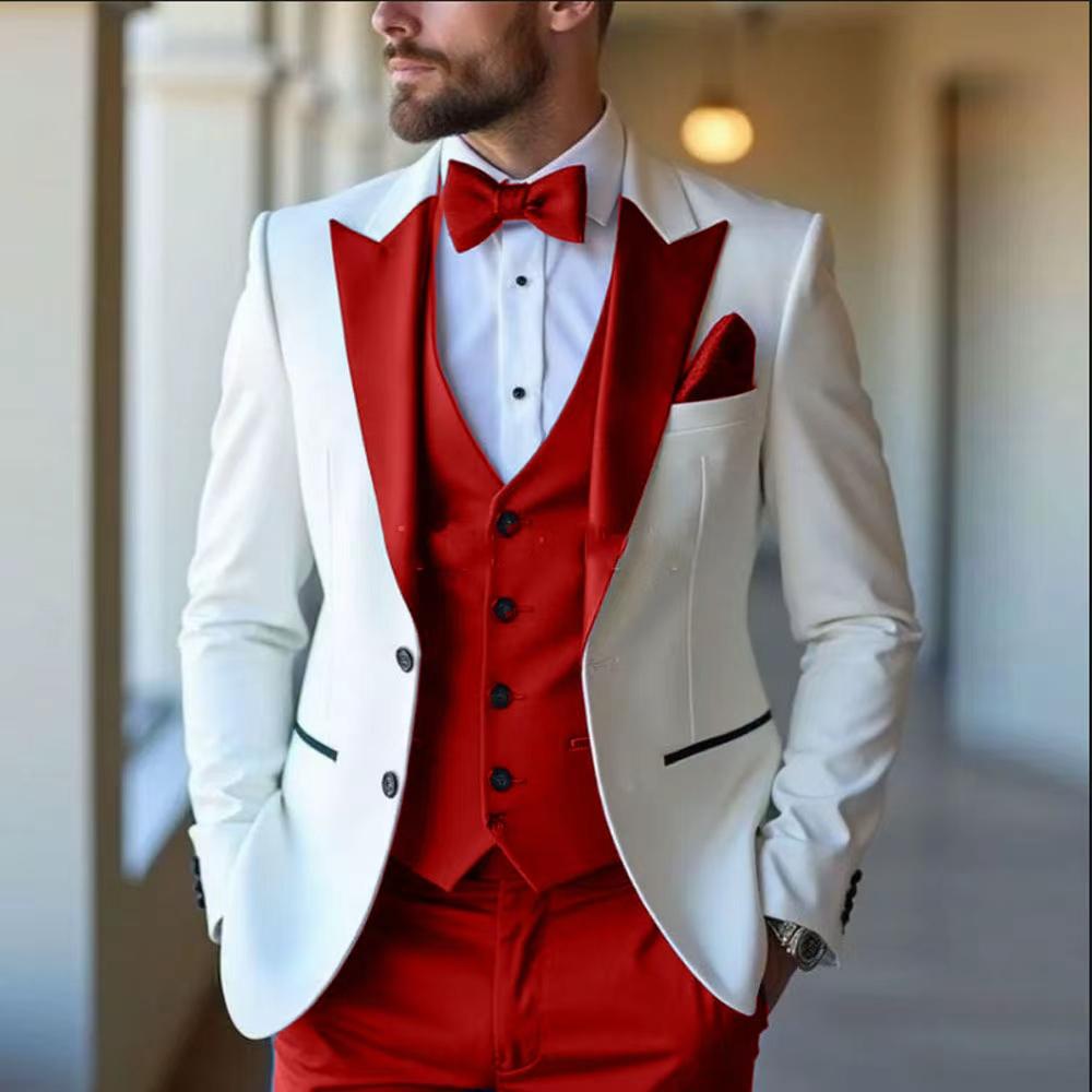 Timeless 3-Piece Suit Set for Men, Mediterranean Color Scheme Plus Size Wedding Suit for Groom Best Man