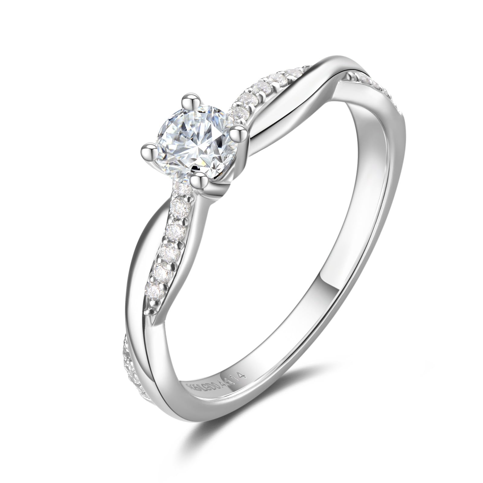 

FANCIME Diamond Ring for Size Main Stone Proposal Silver Reception Gift Wrapping Included Women, 14, Lab-Grown Diamond, 0.3ct 4.4mm (DEF/VS), Ring,