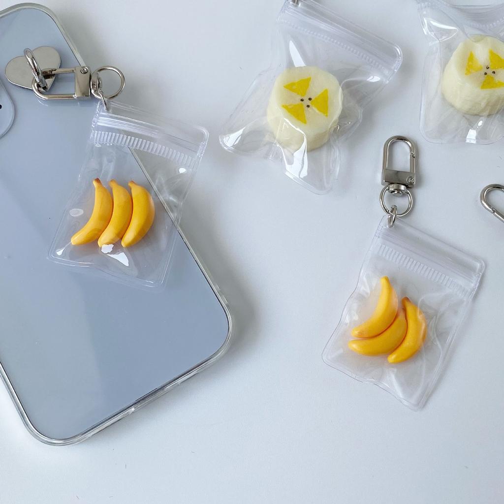 Stylish Banana Keychain Kawaii Fruit Design Durable Alloy Charm For Girls Women Fashion Accessories