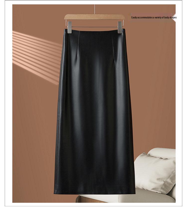 2026 Autumn/Winter Women's High Waist Genuine Lambskin Leather Skirt - Slimming, Hip-Hugging, and Sexy.
