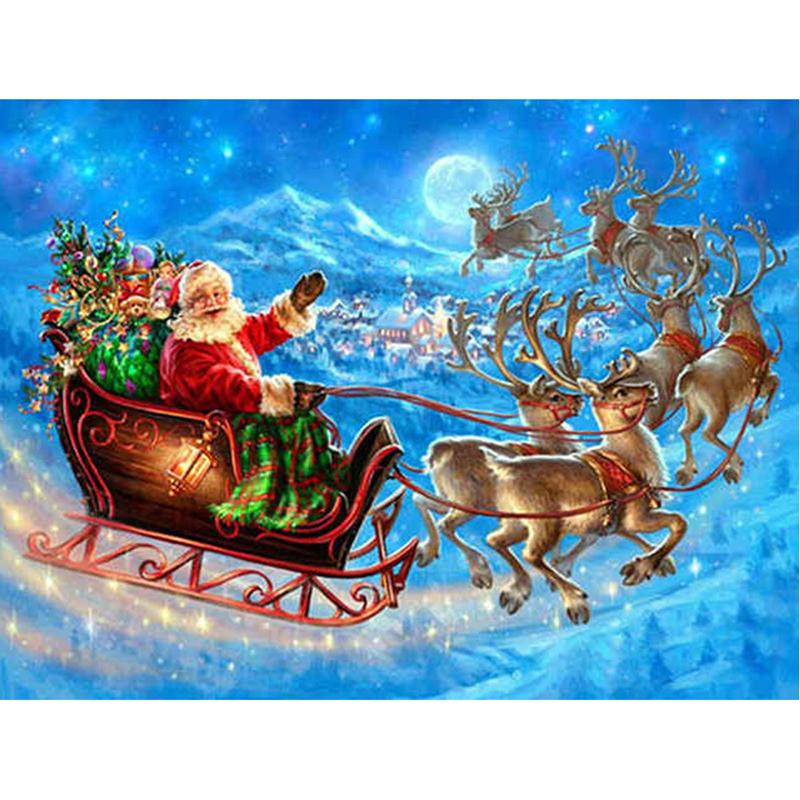 DIY 5D Diamond Painting Santa Claus Diamond Embroidery Winter Snow Tree Cross Stitch Full Round Drill Mosaic Christmas Gift