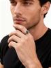 Sechseckiger Schwarzer Zirkonring für Herren, Edelstahl Antiksilber Farbe Geometrisches Band, Punk Statement Schmuck Geschenk