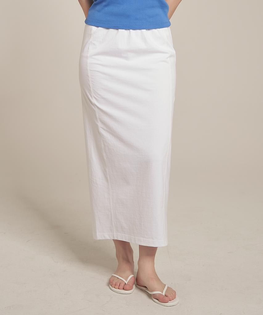 Iteoneolmomeonteu Solid Washed Long Skirt _ White