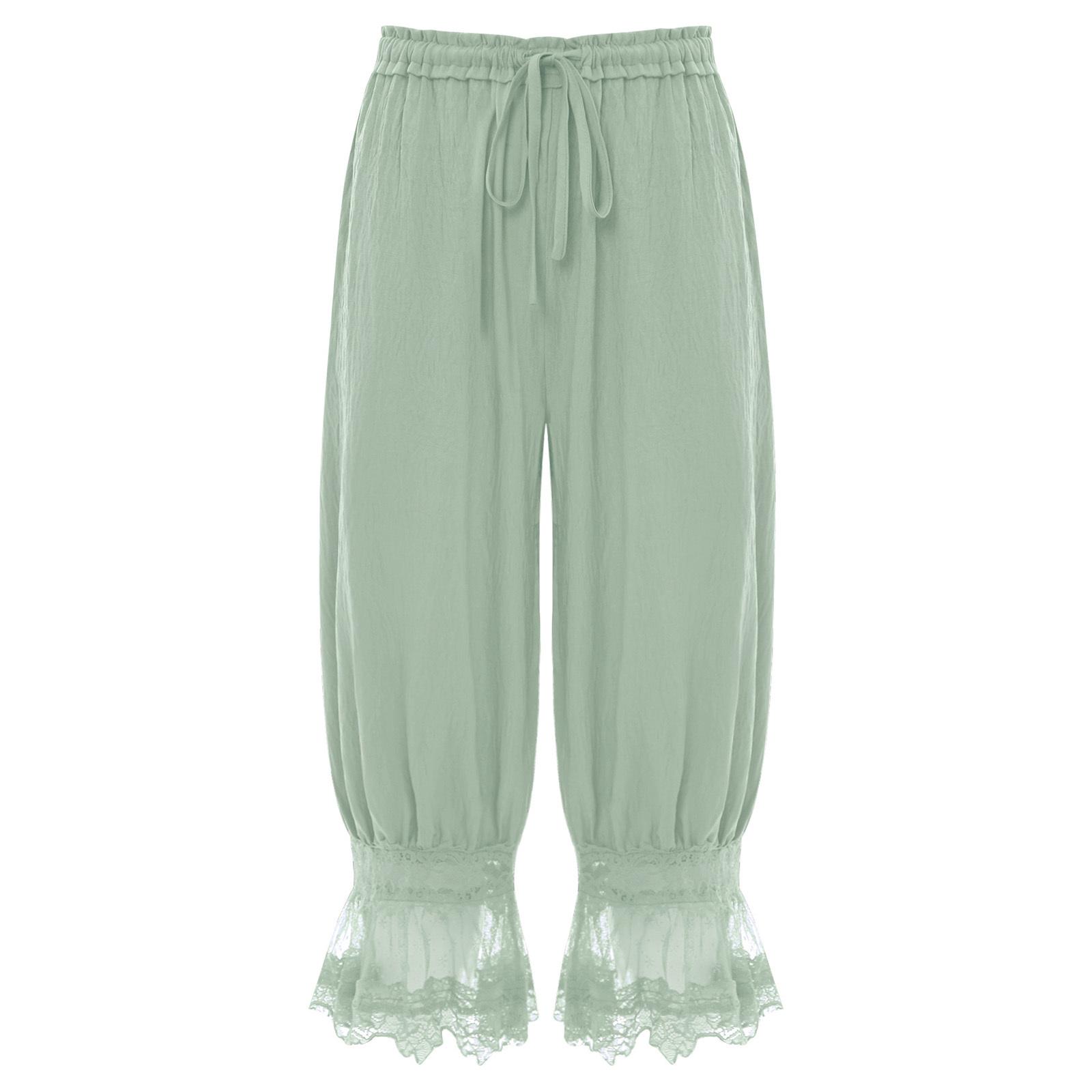 

Womens Long Bloomers Loungewear Loose Harem Pants Elastic Waist Drawstring Medieval Style Midi Pants M світло-зелений колір