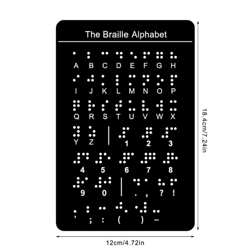 Anfänger-Braille-Tafel mit erhabenen Punkten Buchstaben Zahlen & Satzzeichen Braille-Lernen Fingerbrett für blindes Kind Erwachsenen