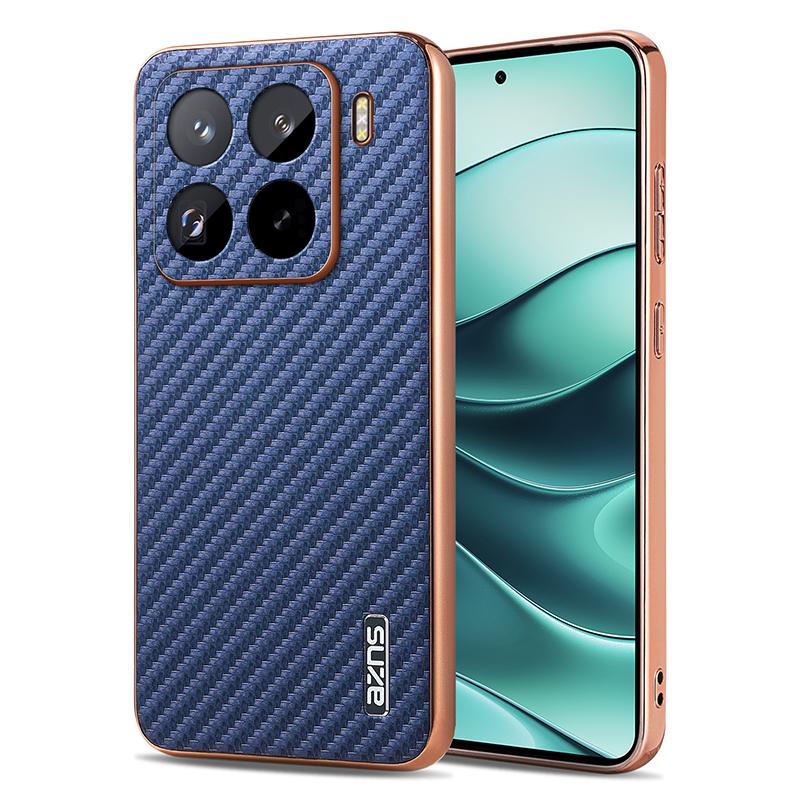 for Xiaomi Mi 15 14 Pro Ultra 13T POCO F6 X6 Pro F5 Case Carbon Fiber Texture PU Leather Cover Plating Bumper Soft Shell Fundas