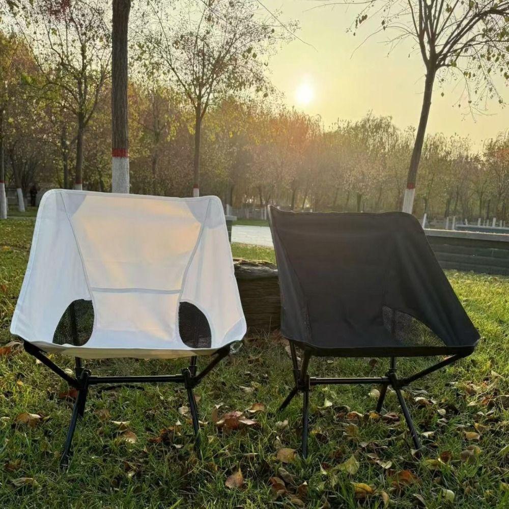 Collapsible Fishing Folding Chair Backrest Hiking Picnic Seat Comfortable Moon Chair Outdoor