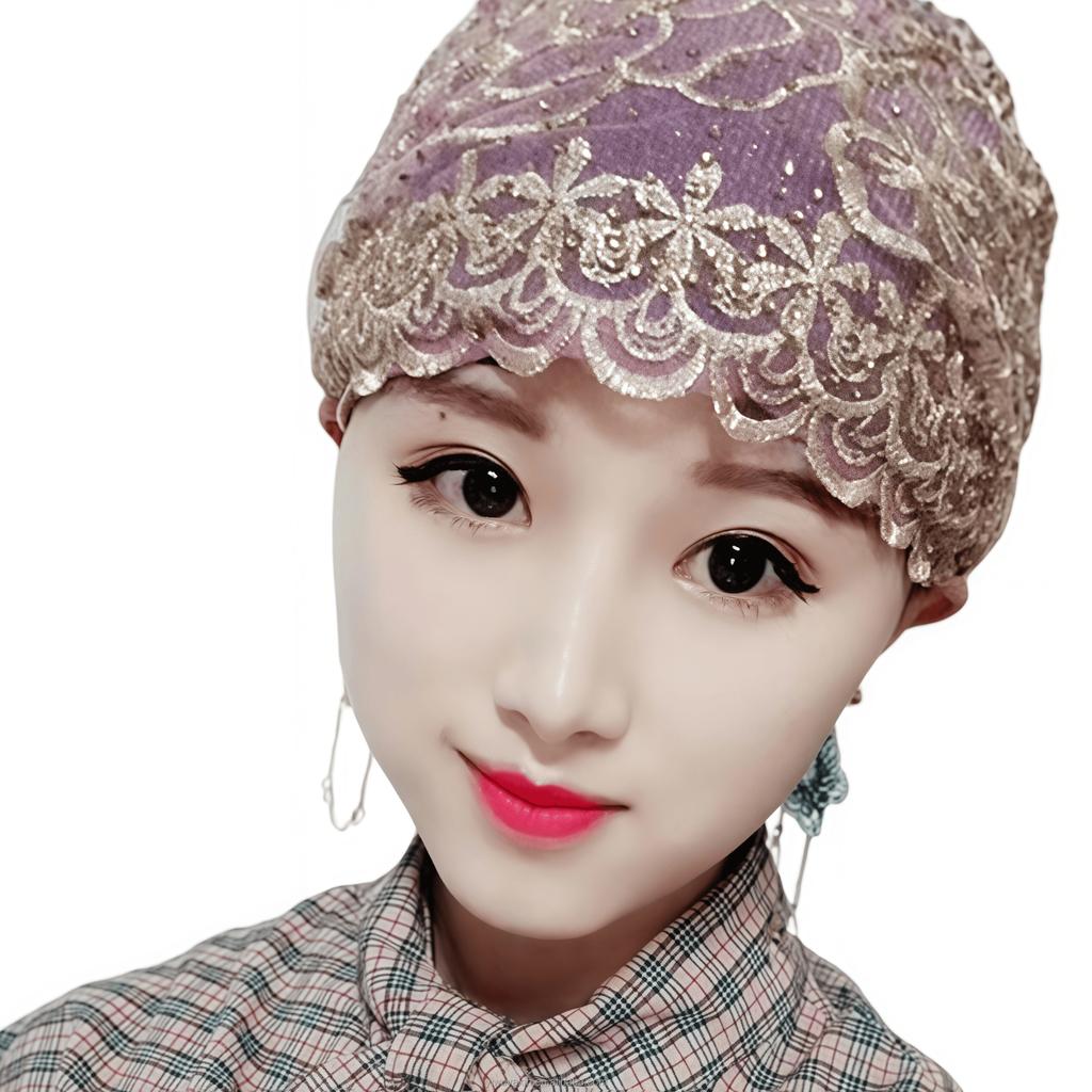 New Wide Brim Lace Muslim Women Instant Turban Bonnet Hat Islamic Arab Women's Head Wrap Hijab Breathable Eco-Friendly