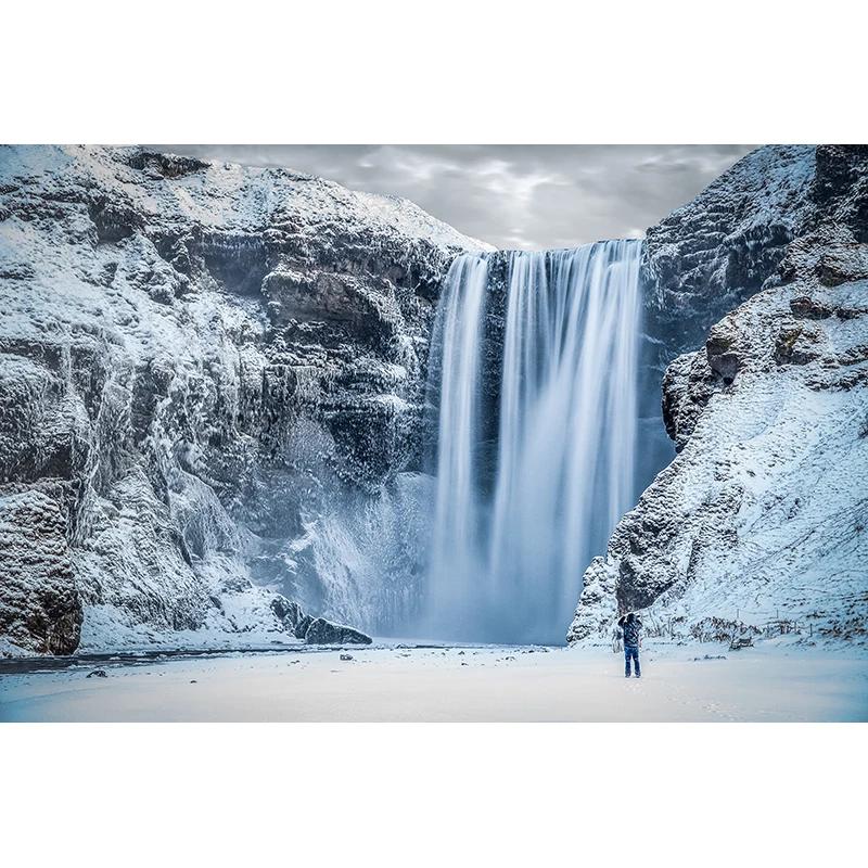 Custom 3D Photo Wallpaper Natural Scenery Snow Waterfall Wall Mural 3D Sticker Wall Paper For Bedroom Home Decor Wall Covering