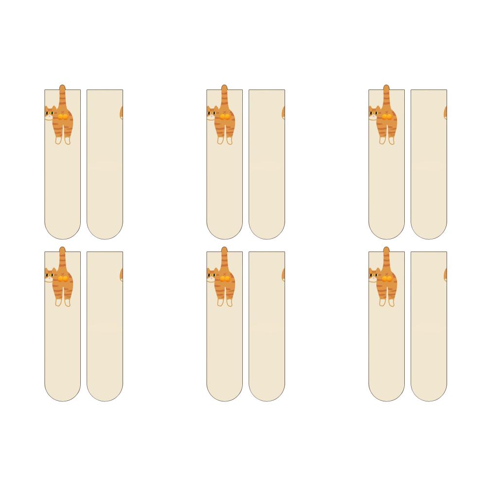 1-6Pair Cartoon Cute Cat Balls Cotton Socks Kawaii Lolita Knitting Socks Women Girls Middle Tube Sleep Sock Cat Print Floor Sock