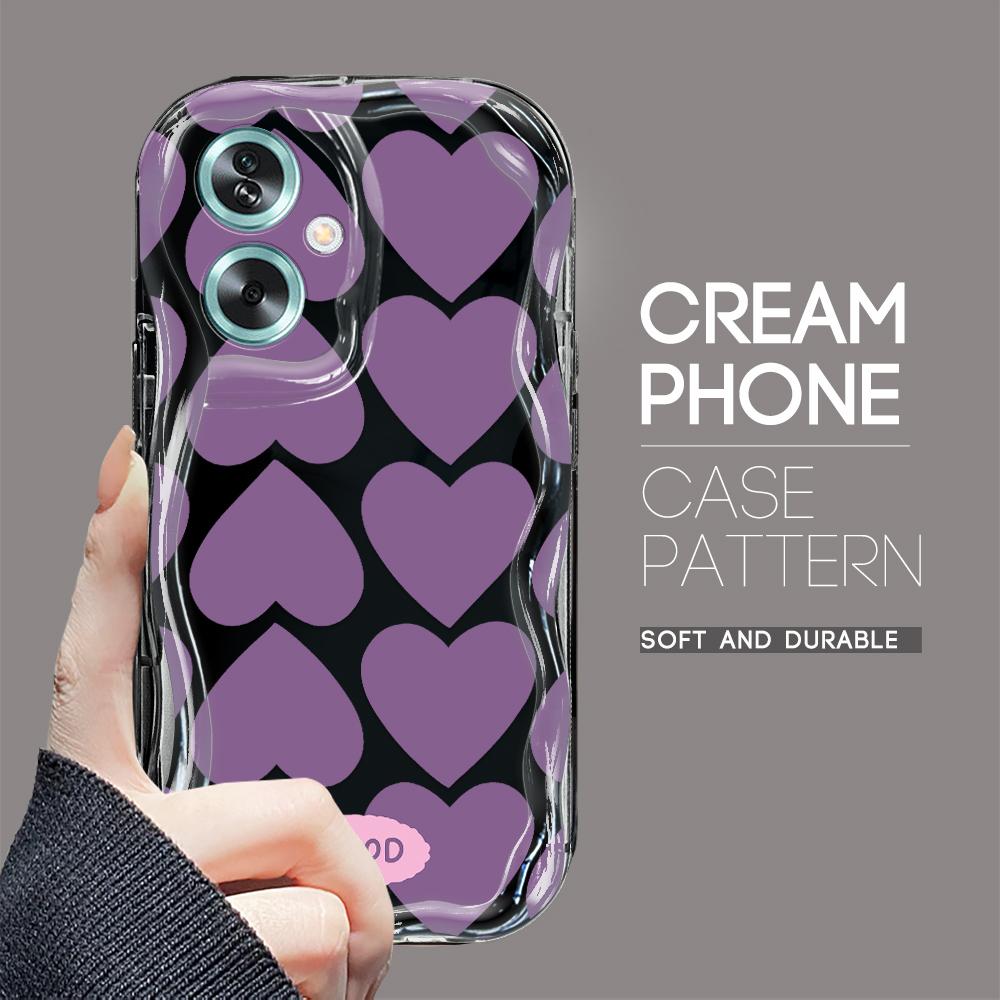 Model drăguț de desene animate Carcasă cu textura cremă cu margine ondulată Husă din silicon moale pentru telefon pentru OPPO Reno Realme