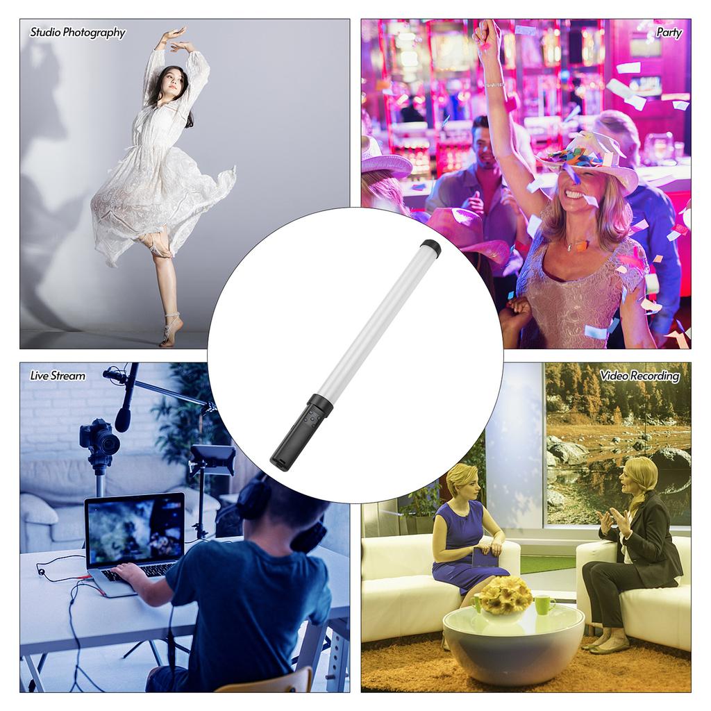 Handheld Full Color RGB Light Wand Stick Portable Professional Photography Video Light Bi-Color Temperature 3000K-6500K Dimmable Brightness with 9 Ki
