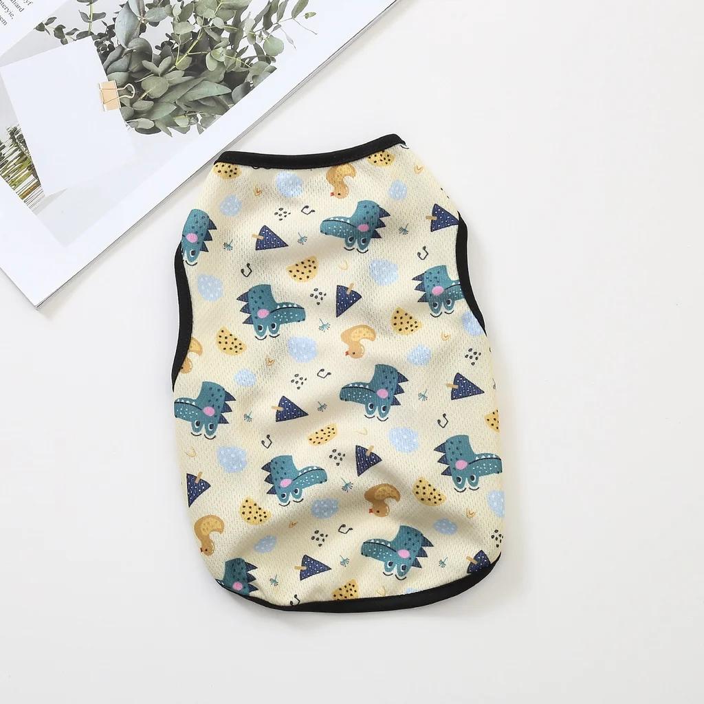 Cartoon Cute Pet Dog Costume Print Dog Sweatshirt Breathable Chihuahua Teddy Tank Top XS-2XL