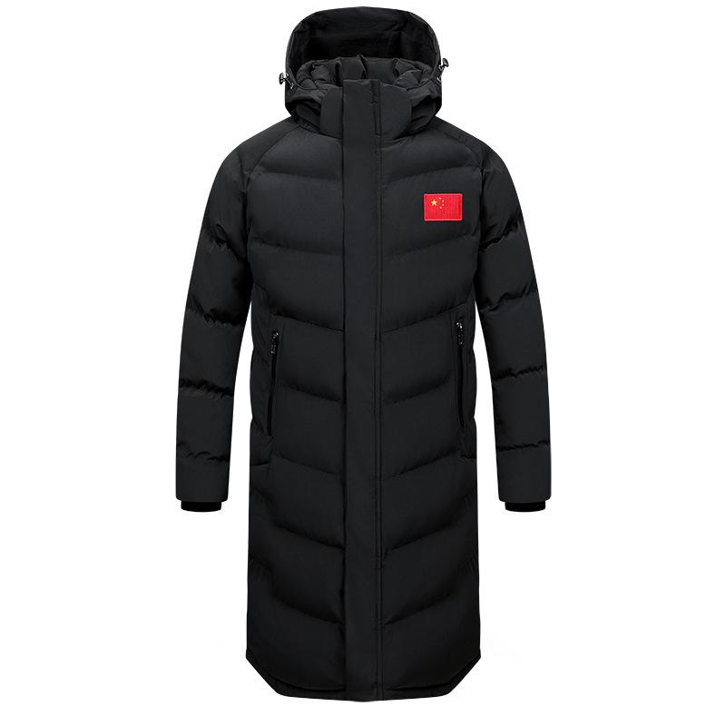 Men s Long Fleece-Lined Cotton Winter Training Coat for Students XS