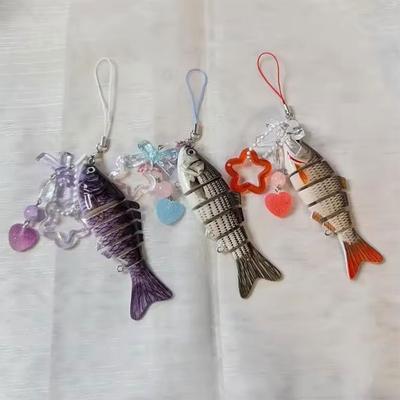 Handgefertigter Fisch-Schlüsselanhänger Niedlicher Acryl-Anhänger Handy-Lanyard Kreative Sternform Taschenzubehör Liebevolle Geschenke für Geburtstage Party